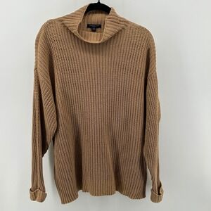 American Eagle Oversized Fit Mock Neck Shaker Knit Sweater Tan Camel XS/S Fall